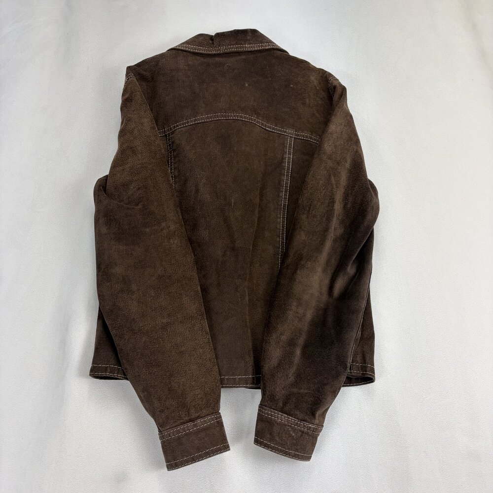 Zebra Leather Women's Brown Suede Snap Jacket Size M - Picture 3 of 10